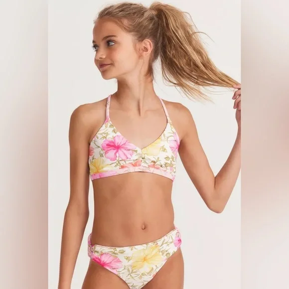 LoveShackFancy Pink and Yellow Bikini Swimwear